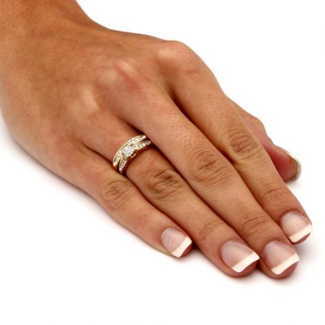 двойное кольцо сет для невесты на пальце