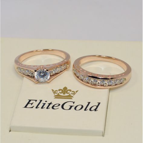 двойное кольцо сет для невесты в красном золоте отдельно