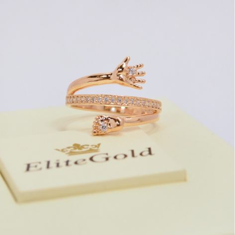 кольцо ручка и ножка на рождение ребенка с белыми фианитами