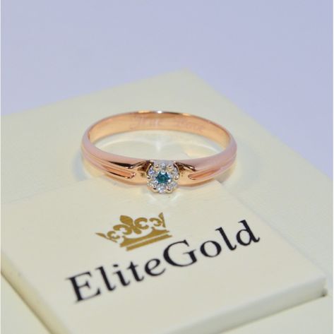 женское помолвочное кольцо в красном золоте с топазом и бриллиантами