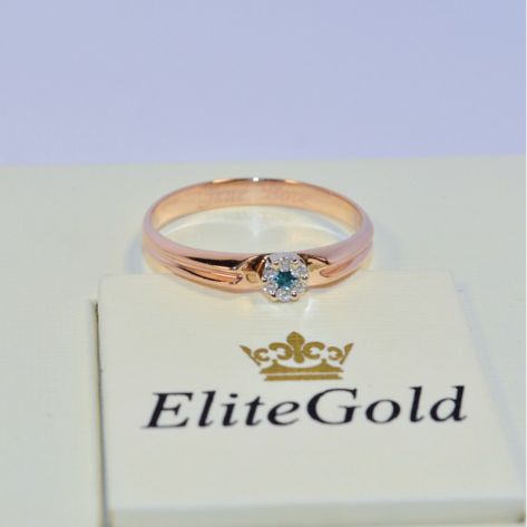 женское помолвочное кольцо в красном золоте с топазом и бриллиантами