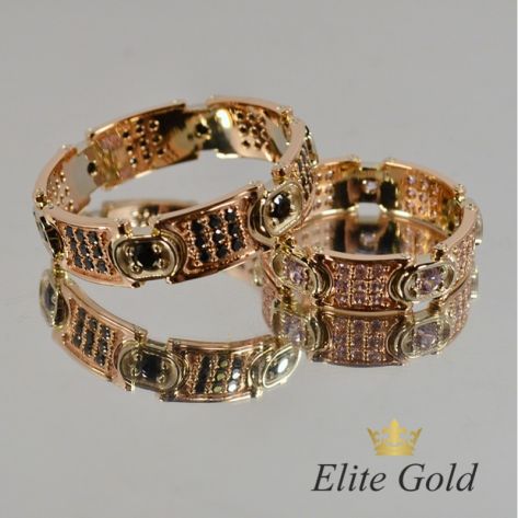 обручальные кольца в красном и белом золоте с черными и белыми фианитами