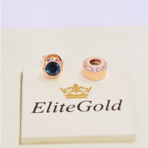 серьги пусеты трансмформер в красном золоте с сапфиром