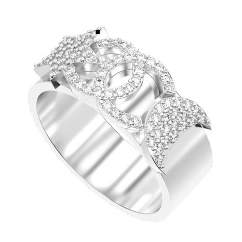 кольцо в стиле коко шанель в белом золоте