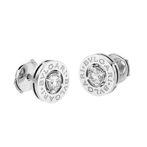 Серьги в стиле Bvlgari Bvlgari закрутки с одним камнем посередине в белом золоте