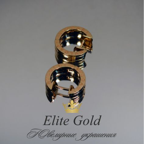 серьги в стиле bvlgari zero без камней в краном золоте elitegold