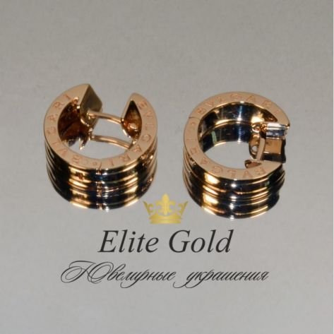 серьги в стиле bvlgari zero без камней в краном золоте elitegold