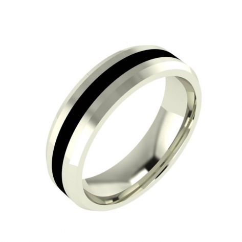 мужское кольцо с полосой эмали по центру