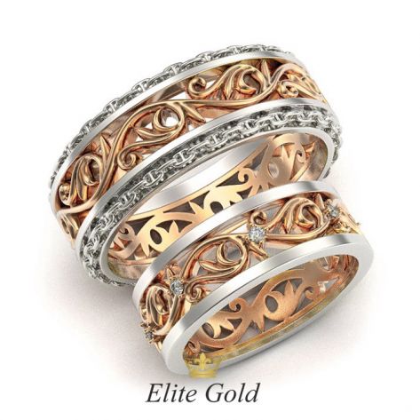 кольца в красном и белом золоте