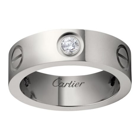 ​Кольцо в стиле Cartier Love Classic с тремя камнями по ободку в белом золоте