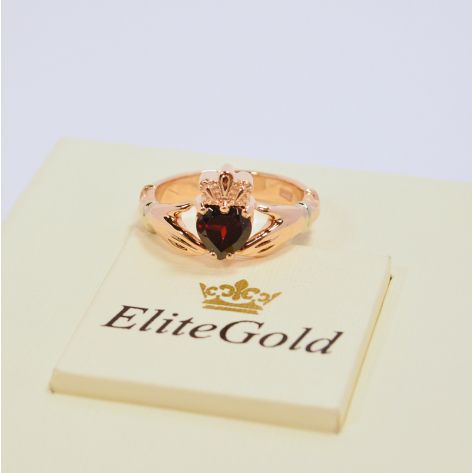 ирландское кольцо с гранатом в красном золоте