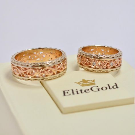 обручальные кольца Almeda в красном и белом золоте