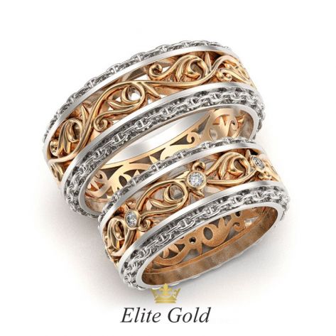 обручальные кольца Almeda в красном и белом золоте