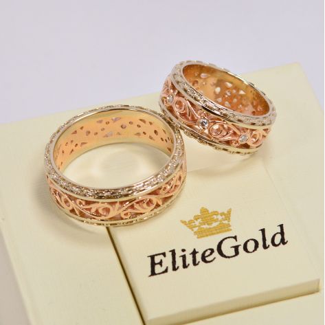 обручальные кольца Almeda в красном и белом золоте