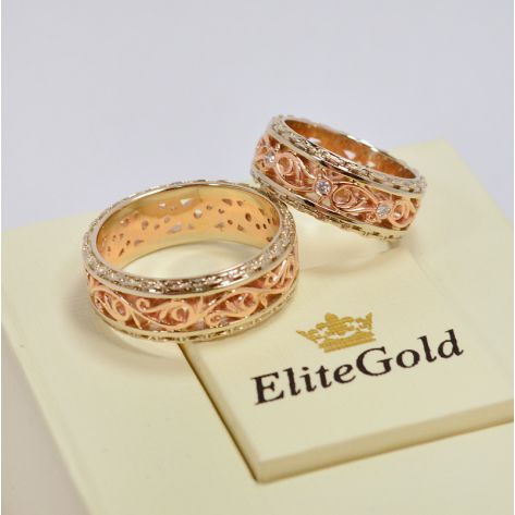 обручальные кольца Almeda в красном и белом золоте