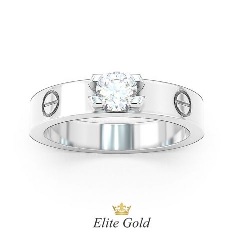 Кольцо в стиле Cartier Love, модель с одним камнем в центре