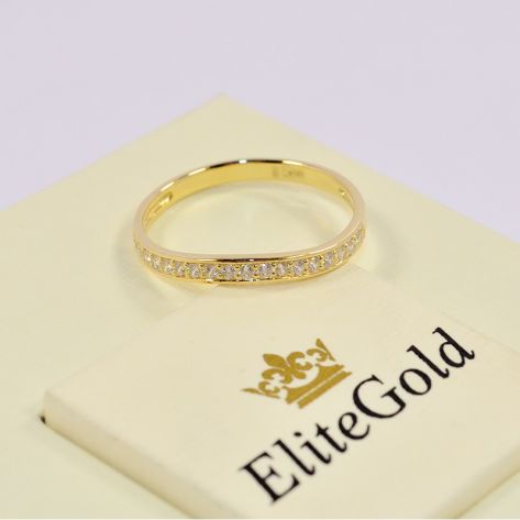 кольцо в лимонном золоте с белыми фианитами