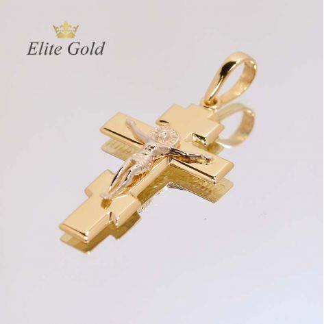 крест в лимонном и белом золоте распятие