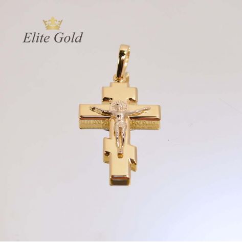 крест в лимонном и белом золоте распятие