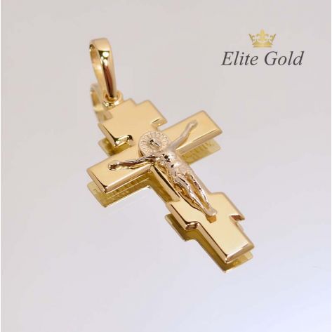 крест в лимонном и белом золоте распятие