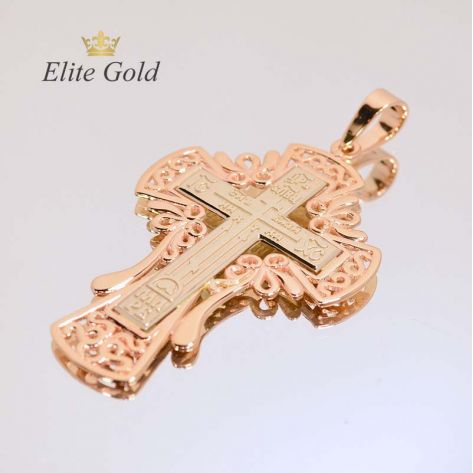 крест в красном и белом золоте середина