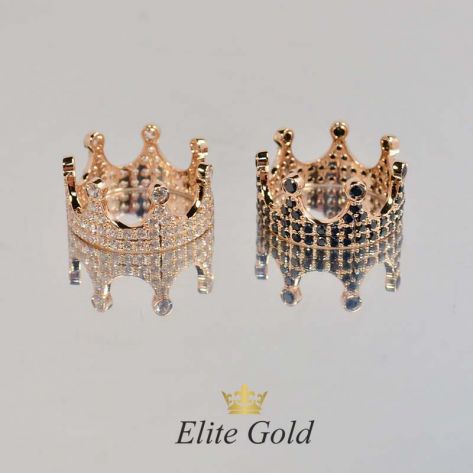 Авторское кольцо-корона "Bellatrix" с белыми и черными камнями