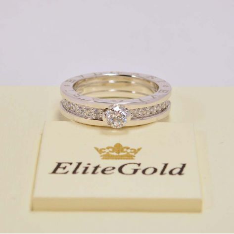 Кольцо в стиле BVLGARI ZERO в белом золоте