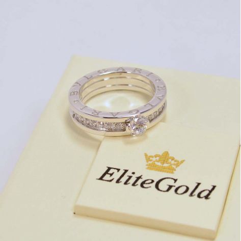 Кольцо в стиле BVLGARI ZERO в белом золоте