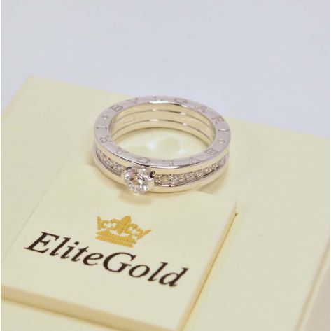 Кольцо в стиле BVLGARI ZERO в белом золоте