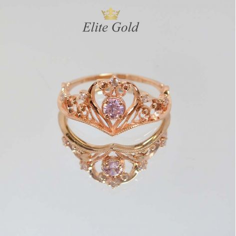 кольцо-корона с аместистом и фианитами