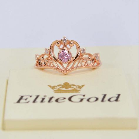 кольцо-корона с аместистом и фианитами