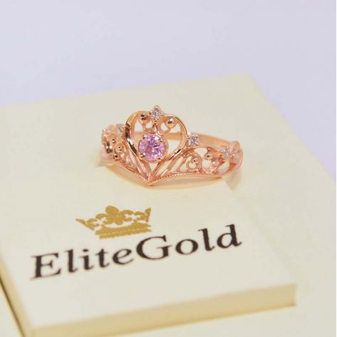 кольцо-корона с аместистом и фианитами