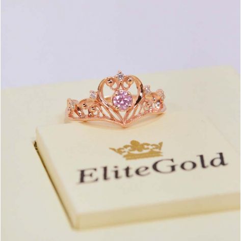 кольцо-корона с аместистом и фианитами