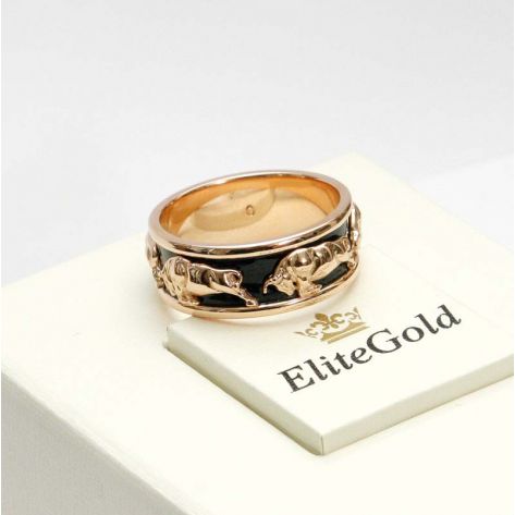 кольцо Buffalo с черной эмалью в красном золоте