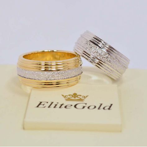 Обручальные кольца в лимонном и белом золоте