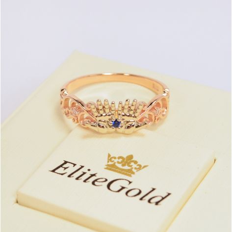 кольцо в виде ладошек с синим и белыми камнями