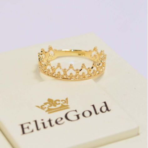 кольцо-корона в лимонном золоте без камней