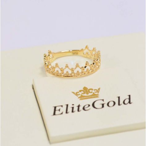 кольцо-корона в лимонном золоте без камней
