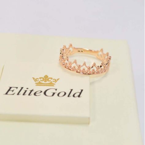 кольцо-корона в красном золоте без камней