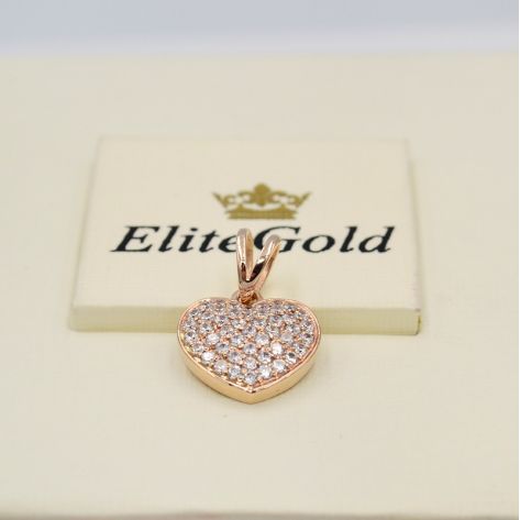 Подвеска - сердце в красном золоте с белыми камнями