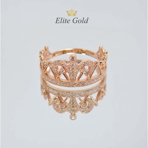 широкое кольцо корона с камнем сверху