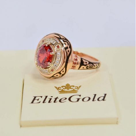 перстень Desert Sands с красными и белыми камнями