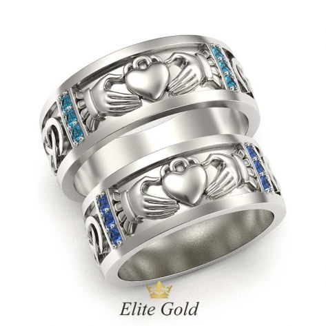 кладдахские обручальные кольца в белом золоте