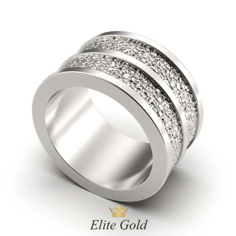 широкое рельефное обручальное кольцо в белом золоте