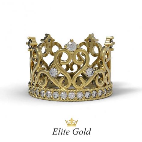 кольцо корона в красном золоте с камнями