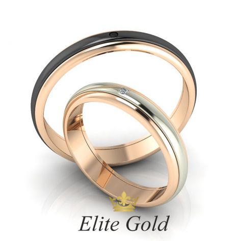 обручальные кольца в красном золоте с чернением