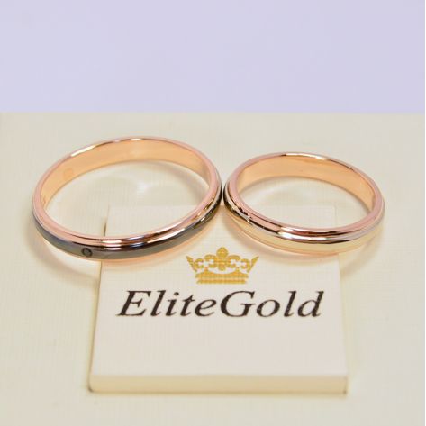 обручальные кольца в красном золоте с чернением