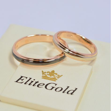 обручальные кольца в красном золоте с чернением