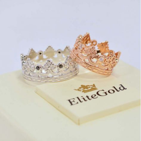 кольца короны в красном и белом золоте
