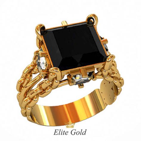 перстень Fatum с черным камнем